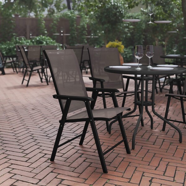 Flash Furniture Paladin Brown Outdoor Folding Patio Sling Chair, 2PK 2-TLH-SC-044-BR-GG - main